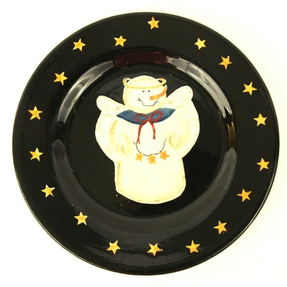 Sonoma Snowman Angel Stars Snack Dessert Plate